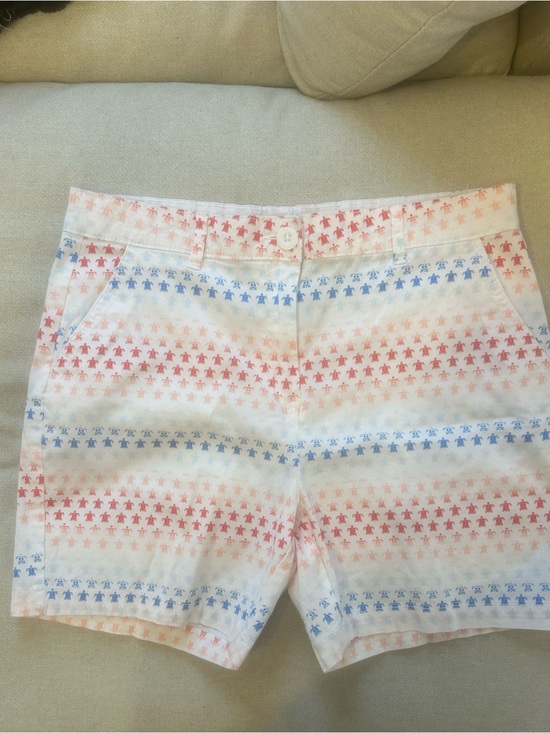 Caribbean Joe Pants - Caribbean Joe Women’s White Shorts with Red and Blue Turtle Stripe Print  Size 8